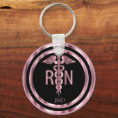 Monogram Metaalroze voor geregistreerde verpleegst Sleutelhanger (Voorkant)