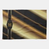 Monogram metalen Abstracte gouden diagonaal strepe Theedoek (Horizontaal)