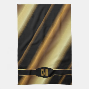Monogram metalen Abstracte gouden diagonaal strepe Theedoek
