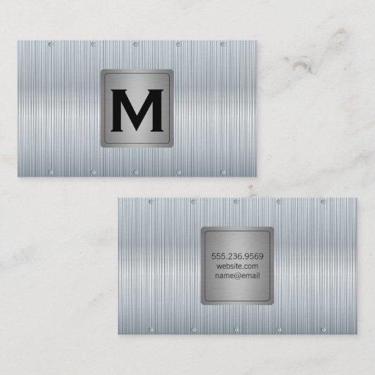 Monogram | Metalen achtergrond Visitekaartje (Voorkant / Achterkant)