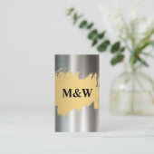 Monogram | Metalen aluminium achtergrond Visitekaartje (Staand voorkant)