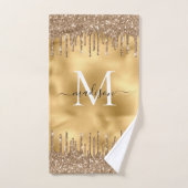 Monogram metalen goudgele drift Glitter Bad Handdoek (Handdoek)