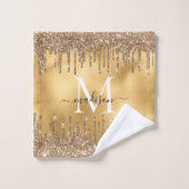 Monogram metalen goudgele drift Glitter Bad Handdoek (Wasdoekje)