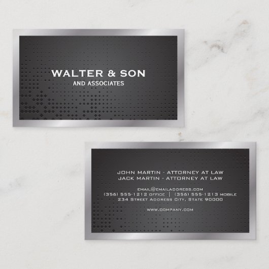 Monogram | metalen rand | Zilveren rand Visitekaartje (Voorkant / Achterkant)