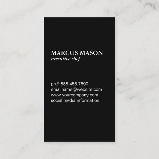 Monogram metalen slagersmes visitekaartje (Achterkant)