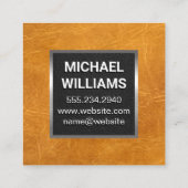 Monogram metalen trim | bruin leder vierkante visitekaartje (Achterkant)