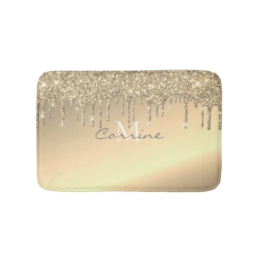 Monogram Metallic 14K Gold Glitter Dripping (tapij Badmat (Voorkant)