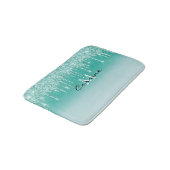 Monogram Metallic Aqua Blue Blauwgroen Glitter dru Badmat (Gekanteld)