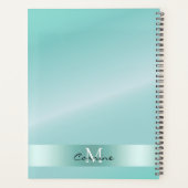 Monogram Metallic Aqua Blue Dripping Glitter dagel Planner (Achterkant)