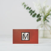 Monogram Metallic Banner | Rood leder met titel Visitekaartje (Staand voorkant)