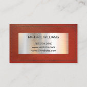 Monogram Metallic Banner | Rood leder met titel Visitekaartje (Achterkant)