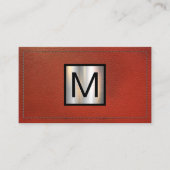 Monogram Metallic Banner | Rood leder met titel Visitekaartje (Voorkant)