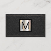 Monogram Metallic Banner | Schroefzwart leder Visitekaartje (Voorkant)