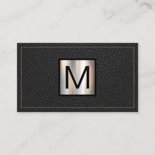 Monogram Metallic Banner   Schroefzwart leder Visitekaartje