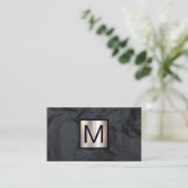 Monogram Metallic Banner | Zwart verkreukeld papie Visitekaartje (Staand voorkant)
