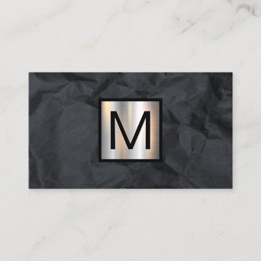 Monogram Metallic Banner | Zwart verkreukeld papie Visitekaartje (Voorkant)