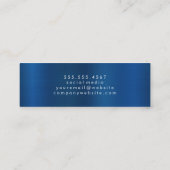 Monogram | Metallic blauwe achtergrond Mini Visitekaartje (Achterkant)