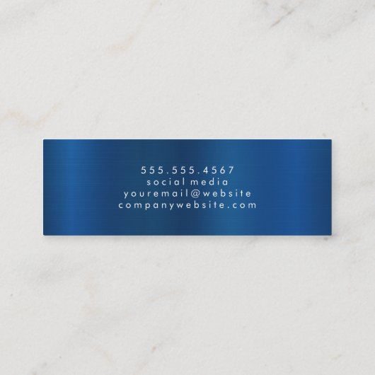 Monogram | Metallic blauwe achtergrond Mini Visitekaartje (Achterkant)