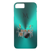 Monogram Metallic Blauwgroen Drums Music iPhone 7 Case-Mate iPhone Case (Achterkant)
