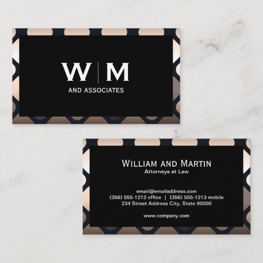 Monogram | Metallic Geometrische Patronen Rand Visitekaartje