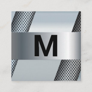 Monogram   Metallic Geperforeerde Achtergrond Vierkante Visitekaartje