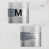 Monogram | Metallic Geperforeerde Achtergrond Vierkante Visitekaartje (Voorkant / Achterkant)