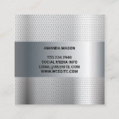 Monogram | Metallic Geperforeerde Achtergrond Vierkante Visitekaartje (Achterkant)