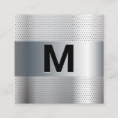 Monogram | Metallic Geperforeerde Achtergrond Vierkante Visitekaartje (Voorkant)