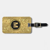 Monogram Metallic Gold Damask Bagagelabel (Voorkant horizontaal)