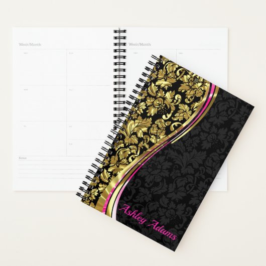 Monogram Metallic Gold Damask Planner (Display)