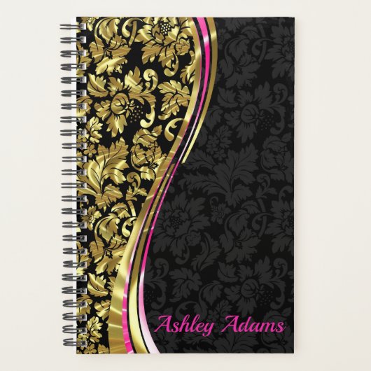 Monogram Metallic Gold Damask Planner (Voorkant)