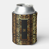 Monogram Metallic Gold en Black Damask Blikjeskoeler (Blikje Voorkant)