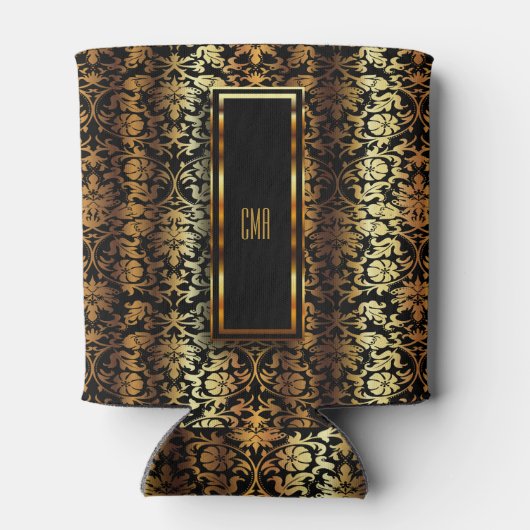 Monogram Metallic Gold en Black Damask Blikjeskoeler (Achterkant)
