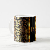 Monogram Metallic Gold en Black Damask Koffiemok (Voorkant links)