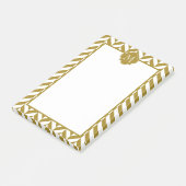 Monogram Metallic Gold Herringbone Patroon Post-it® Notes (Schuin)