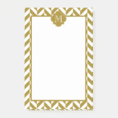 Monogram Metallic Gold Herringbone Patroon Post-it® Notes (Voorkant)