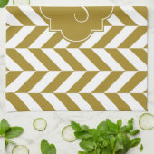 Monogram Metallic Gold Herringbone Patroon Theedoek (Gevouwen)