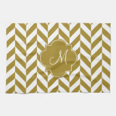 Monogram Metallic Gold Herringbone Patroon Theedoek (Horizontaal)