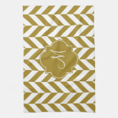 Monogram Metallic Gold Herringbone Patroon Theedoek (Verticaal)