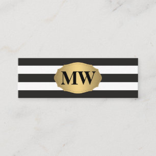 Monogram Metallic Gold Label Black White Stripes