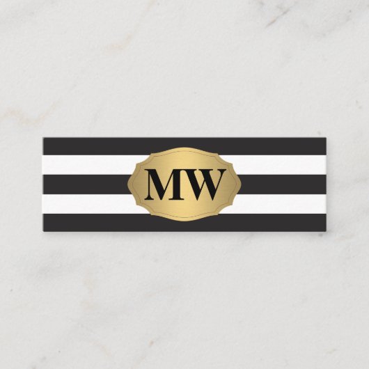 Monogram Metallic Gold Label Black White Stripes (Voorkant)