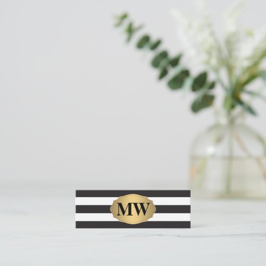 Monogram Metallic Gold Label Black White Stripes (Staand voorkant)