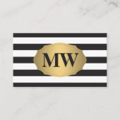 Monogram Metallic Gold Label Black White Stripes (Voorkant)