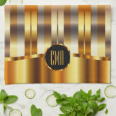 Monogram Metallic Gold Stripes Theedoek (Gevouwen)