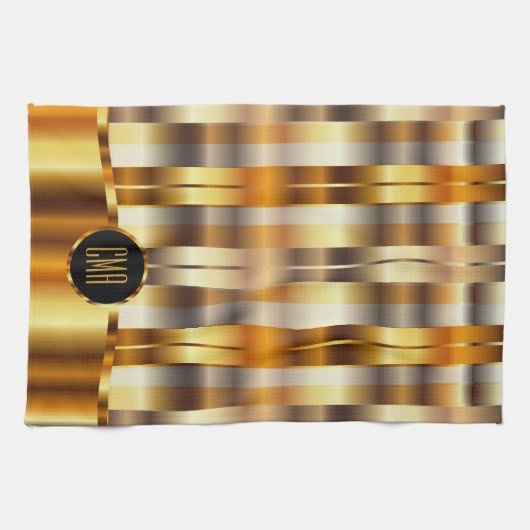 Monogram Metallic Gold Stripes Theedoek (Horizontaal)