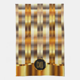 Monogram Metallic Gold Stripes Theedoek
