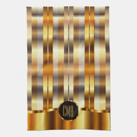 Monogram Metallic Gold Stripes Theedoek (Verticaal)