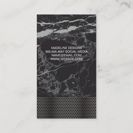Monogram | Metallic grill Trim | Zwarte marmer Visitekaartje (Achterkant)