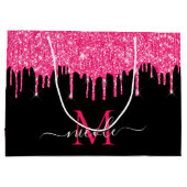 Monogram Metallic Hot Pink Driving Glitter Black Groot Cadeauzakje (Achterkant)