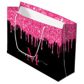 Monogram Metallic Hot Pink Driving Glitter Black Groot Cadeauzakje (Voorkant Gekanteld)